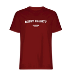 Missy Elliott t-shirt – red men's t-shirt with white Missy Elliott letters and Players Couture logo on the chest