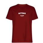 Mitoma t-shirt – red men's t-shirt with white Mitoma letters and Players Couture logo on the chest