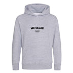 Mo Salah hoodie – grey kids' hoodie with black Mo Salah letters and Players Couture logo on the chest