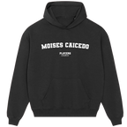 Moises Caicedo hoodie – black men's hoodie with white Moises Caicedo letters and Players Couture logo on the chest