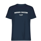 Moises Caicedo t-shirt – navy men's t-shirt with white Moises Caicedo letters and Players Couture logo on the chest
