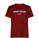 Moises Caicedo t-shirt – red men's t-shirt with white Moises Caicedo letters and Players Couture logo on the chest