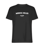 Monica Seles t-shirt – black men's t-shirt with white Monica Seles letters and Players Couture logo on the chest