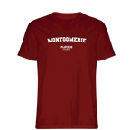 Montgomerie t-shirt – red men's t-shirt with white Montgomerie letters and Players Couture logo on the chest