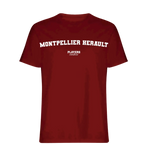 Montpellier Herault t-shirt – red men's t-shirt with white Montpellier Herault letters and Players Couture logo on the chest