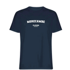 Morecambe t-shirt – navy men's t-shirt with white Morecambe letters and Players Couture logo on the chest
