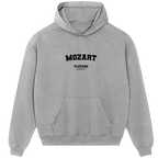 Mozart hoodie – grey men's hoodie with black Mozart letters and Players Couture logo on the chest