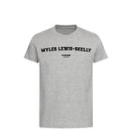 Myles Lewis-Skelly t-shirt – grey kids' t-shirt with black Myles Lewis-Skelly letters and Players Couture logo on the chest