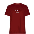 N.W.A t-shirt – red men's t-shirt with white N.W.A letters and Players Couture logo on the chest