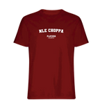 NLE Choppa t-shirt – red men's t-shirt with white NLE Choppa letters and Players Couture logo on the chest