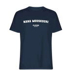 Nana Mouskouri t-shirt – navy men's t-shirt with white Nana Mouskouri letters and Players Couture logo on the chest