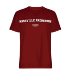 Nashville Predators t-shirt – red men's t-shirt with white Nashville Predators letters and Players Couture logo on the chest