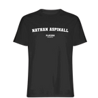 Nathan Aspinall t-shirt – black men's t-shirt with white Nathan Aspinall letters and Players Couture logo on the chest