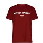 Nathan Aspinall t-shirt – red men's t-shirt with white Nathan Aspinall letters and Players Couture logo on the chest