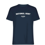 National Hunt t-shirt – navy men's t-shirt with white National Hunt letters and Players Couture logo on the chest