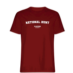 National Hunt t-shirt – red men's t-shirt with white National Hunt letters and Players Couture logo on the chest