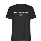 Neil Robertson t-shirt – black men's t-shirt with white Neil Robertson letters and Players Couture logo on the chest