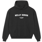 Nelly Korda hoodie – black men's hoodie with white Nelly Korda letters and Players Couture logo on the chest