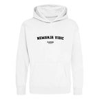 Nemanja Vidic hoodie – white kids' hoodie with black Nemanja Vidic letters and Players Couture logo on the chest