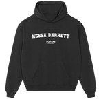 Nessa Barrett hoodie – black men's hoodie with white Nessa Barrett letters and Players Couture logo on the chest