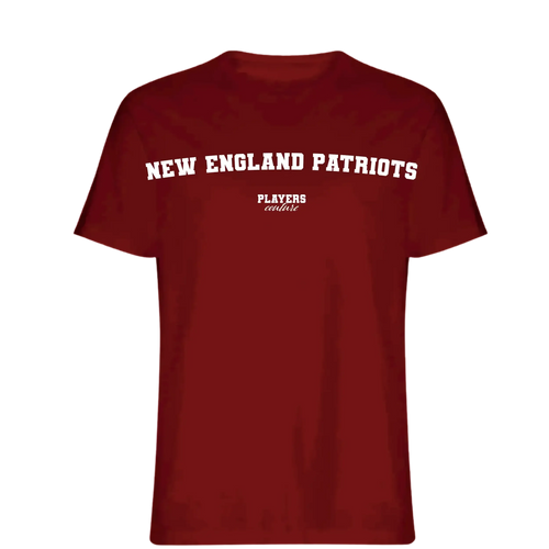New England Patriots t-shirt – red men's t-shirt with white New England Patriots letters and Players Couture logo on the