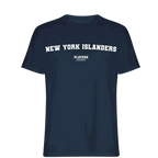 New York Islanders t-shirt – navy men's t-shirt with white New York Islanders letters and Players Couture logo on the chest