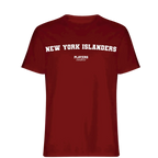 New York Islanders t-shirt – red men's t-shirt with white New York Islanders letters and Players Couture logo on the chest