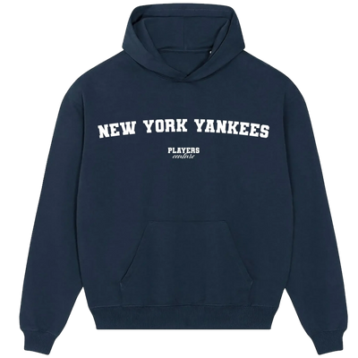 New York Yankees hoodie – navy men's hoodie with white New York Yankees letters and Players Couture logo on the chest