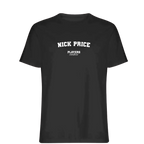 Nick Price t-shirt – black men's t-shirt with white Nick Price letters and Players Couture logo on the chest