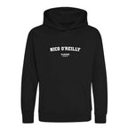 Nico O’Reilly hoodie – black kids' hoodie with white Nico O’Reilly letters and Players Couture logo on the chest