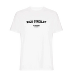 Nico O'Reilly t-shirt – white men's t-shirt with black Nico O'Reilly letters and Players Couture logo on the chest