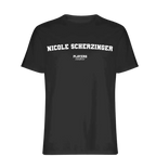 Nicole Scherzinger t-shirt – black men's t-shirt with white Nicole Scherzinger letters and Players Couture logo on the chest