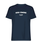 Nina Simone t-shirt – navy men's t-shirt with white Nina Simone letters and Players Couture logo on the chest