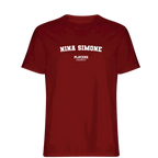 Nina Simone t-shirt – red men's t-shirt with white Nina Simone letters and Players Couture logo on the chest