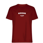 Nirvana t-shirt – red men's t-shirt with white Nirvana letters and Players Couture logo on the chest