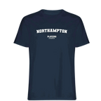 Northampton t-shirt – navy men's t-shirt with white Northampton letters and Players Couture logo on the chest