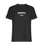 Norwich t-shirt – black men's t-shirt with white Norwich letters and Players Couture logo on the chest