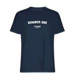 Number One t-shirt – navy men's t-shirt with white Number One letters and Players Couture logo on the chest