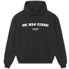 Obi Wan Kenobi hoodie – black men's hoodie with white Obi Wan Kenobi letters and Players Couture logo on the chest