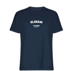 Oldham t-shirt – navy men's t-shirt with white Oldham letters and Players Couture logo on the chest