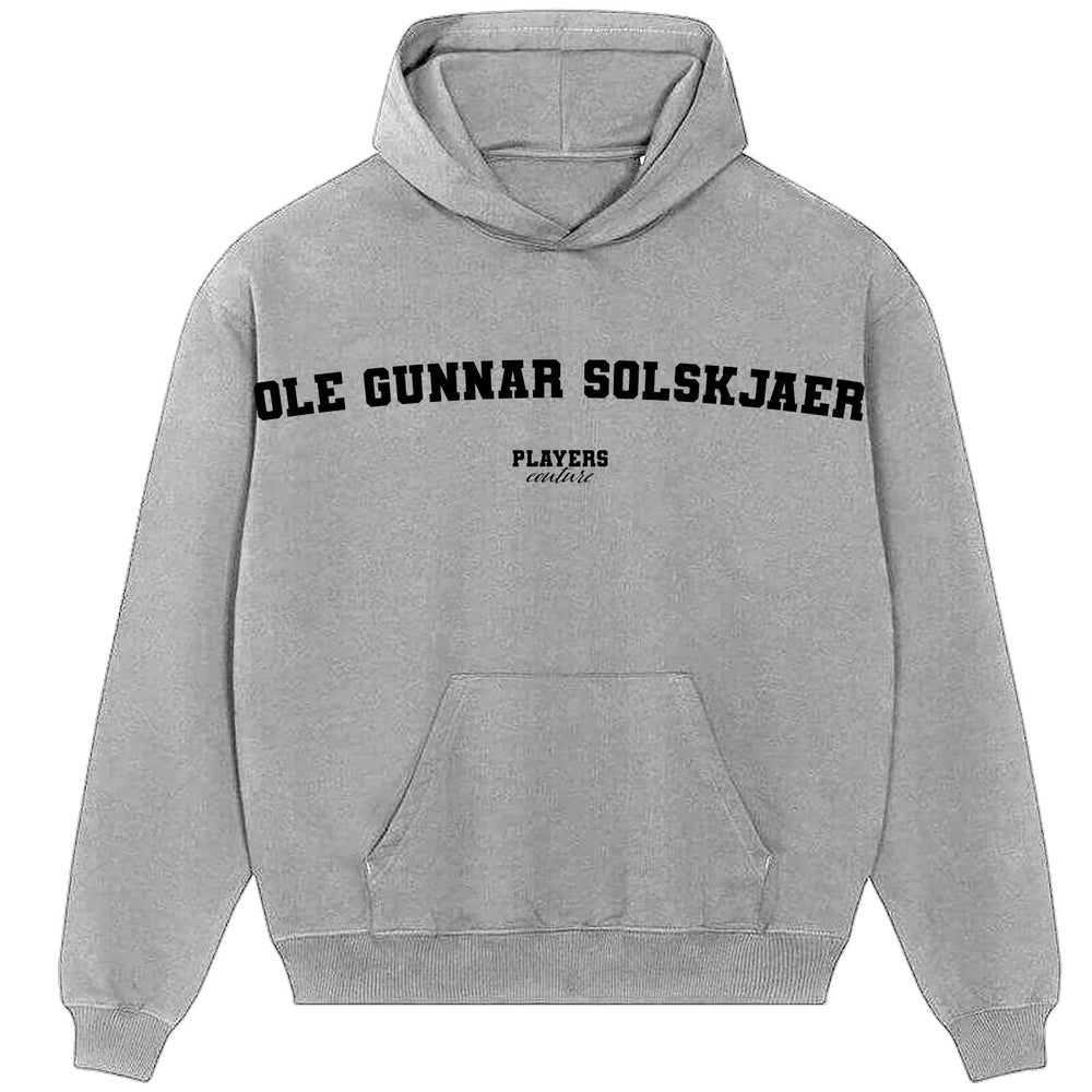 Ole Gunnar Solskjær men's hoodie in grey with bold name lettering