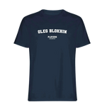 Oleg Blokhin t-shirt – navy men's t-shirt with white Oleg Blokhin letters and Players Couture logo on the chest
