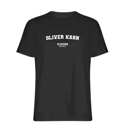 Oliver Kahn t-shirt – black men's t-shirt with white Oliver Kahn letters and Players Couture logo on the chest