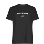 Oscar Bobb t-shirt – black men's t-shirt with white Oscar Bobb letters and Players Couture logo on the chest