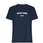 Oscar Bobb t-shirt – navy men's t-shirt with white Oscar Bobb letters and Players Couture logo on the chest