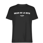 Oscar De La Hoya t-shirt – black men's t-shirt with white Oscar De La Hoya letters and Players Couture logo on the chest
