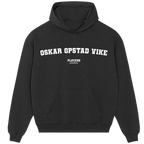 Oskar Opstad Vike hoodie – black men's hoodie with white Oskar Opstad Vike letters and Players Couture logo on the chest