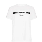 Oskar Opstad Vike t-shirt – white men's t-shirt with black Oskar Opstad Vike letters and Players Couture logo on the chest