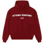 Ottawa Senators hoodie – red men's hoodie with white Ottawa Senators letters and Players Couture logo on the chest