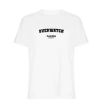 Overwatch t-shirt – white men's t-shirt with black Overwatch letters and Players Couture logo on the chest